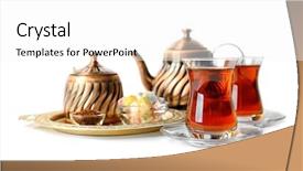  Presentation with turkish - Colorful PPT layouts enhanced with turkish tea in traditional glasses backdrop and a white colored foreground