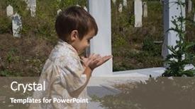  Presentation with child of god - Presentation design having turkish war - child visiting grave in cemetery background and a gray colored foreground