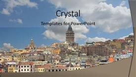  Presentation with istanbul - Amazing presentation theme having turkiye - image of istanbul - galata backdrop and a light blue colored foreground