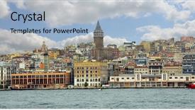  Presentation with istanbul - Slides enhanced with turkiye - image of istanbul - galata background and a  colored foreground