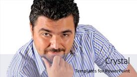  Presentation with young man on the phone - Audience pleasing PPT theme consisting of turkiye - portrait of smiling young man backdrop and a  colored foreground