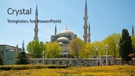  Presentation with istanbul - Theme consisting of turkiye - sultan ahmet mosque in istanbul background and a  colored foreground