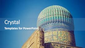  Presentation with uzbekistan - Slide deck having turkmenistan - ancient mosque in samarkand uzbekistan background and a teal colored foreground