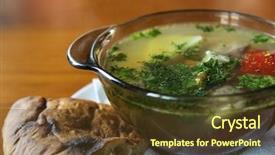  Presentation with soup - Beautiful theme featuring turkmenistan - traditional uzbek soup shurpa backdrop and a  colored foreground