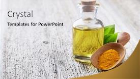  Presentation with turmeric - PPT layouts with turmeric-essential-oil-with-powder background and a white colored foreground
