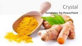  Presentation with root - Audience pleasing PPT layouts consisting of turmeric-powder-and-root backdrop and a white colored foreground