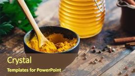  Presentation with turmeric - Presentation design with turmeric powder in a black background and a tawny brown colored foreground