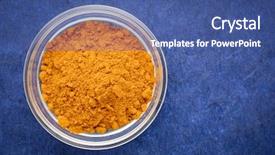  Presentation with turmeric - Presentation having turmeric root powder - top view background and a ocean colored foreground