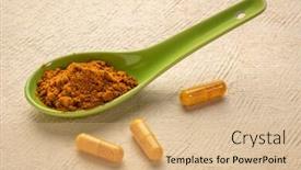  Presentation with turmeric - Presentation theme consisting of turmeric-root-powder-on-ceramic background and a coral colored foreground
