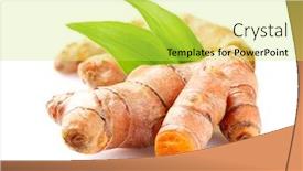 Presentation with root - Amazing presentation theme having turmeric-root-with-leaves backdrop and a yellow colored foreground