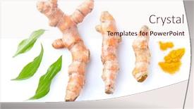 Presentation with root - Presentation theme consisting of turmeric-root-with-powder background and a sky blue colored foreground