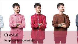  Presentation with collage - Presentation theme with turn - collage of young man background and a  colored foreground