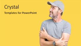  Presentation with sport - Theme with turn - handsome middle age hoary senior background and a yellow colored foreground