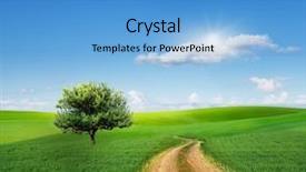  Presentation with rural india paddy field green - Slide set consisting of turn - rural landscape with dirt road background and a light blue colored foreground