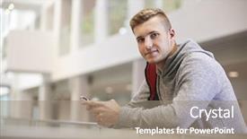  Presentation with young college student diagnosis of chlamydia - Slide deck enhanced with turn - young adult male student looks background and a gray colored foreground