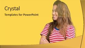  Presentation with confident - Audience pleasing PPT theme consisting of turn - young beautiful brunette woman wearing backdrop and a  colored foreground