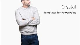  Presentation with electronics labb man - Cool new PPT theme with turn - young handsome man wearing sweatshirt backdrop and a white colored foreground