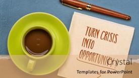  Presentation with quote - Slide deck featuring turn-crisis-into-opportunity-motivational background and a coral colored foreground