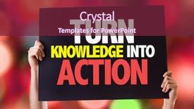  Presentation with knowledge - Presentation featuring turn knowledge into action card background and a violet colored foreground