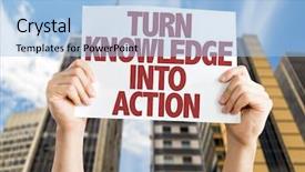  Presentation with knowledge - Presentation consisting of turn knowledge into action placard background and a light blue colored foreground