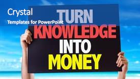  Presentation with knowledge - PPT layouts having turn knowledge into money card background and a teal colored foreground