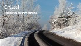  Presentation with road - Cool new theme with turn of a winter road backdrop and a  colored foreground