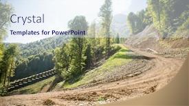  Presentation with forest road - Amazing PPT theme having turn-on-dirt-road backdrop and a sky blue colored foreground
