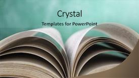  Presentation with open book page - Beautiful theme featuring turn page - close up of the open backdrop and a mint green colored foreground