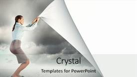  Presentation with page - Theme having turn page - image of young pretty woman background and a light gray colored foreground