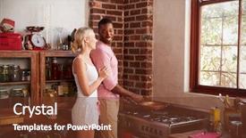  Presentation with race - Slide deck featuring turn time - young mixed race couple preparing background and a tawny brown colored foreground