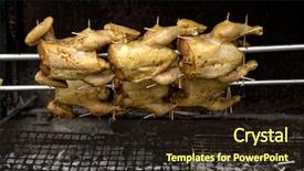  Presentation with heat - PPT theme consisting of turn up heat - close up chickens grilled background and a  colored foreground