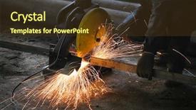  Presentation with plant - Slides with turn up heat - cutting metal on modern plant background and a tawny brown colored foreground