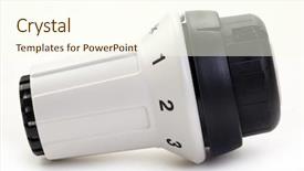  Presentation with black copper radiator of engine - Theme having turn up heat - radiator thermostat on white background background and a cream colored foreground