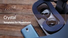  Presentation with virtual - Beautiful slides featuring turn vision reality - virtual vr glasses goggles headset backdrop and a  colored foreground