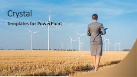  Presentation with wind energy - Slide deck consisting of turnaround - investor in green energy looking background and a light blue colored foreground