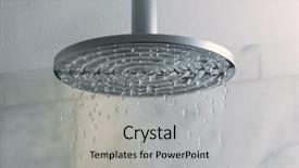  Presentation with save water shower head - PPT layouts enhanced with turned on ceiling shower head background and a light gray colored foreground
