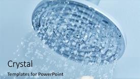  Presentation with save water shower head - Presentation theme consisting of turned on ceiling shower head background and a light blue colored foreground