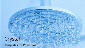  Presentation with head - Slide deck featuring turned on ceiling shower head background and a light blue colored foreground