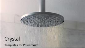  Presentation with save water shower head - Slide set with turned on ceiling shower head background and a light gray colored foreground