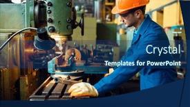  Presentation with lathe - Beautiful PPT layouts featuring turner-in-uniform-and-helmet backdrop and a ocean colored foreground