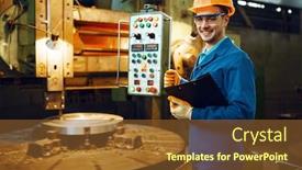  Presentation with lathe - Colorful slide set enhanced with turner-stanging-at-the-automated backdrop and a tawny brown colored foreground