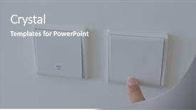  Presentation with power button - Audience pleasing presentation theme consisting of turning - human hand turn backdrop and a gray colored foreground