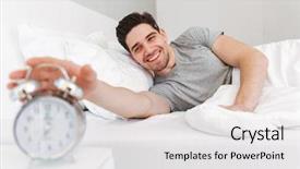  Presentation with alarm - Beautiful presentation featuring turning - image of young handsome cheerful backdrop and a lemonade colored foreground