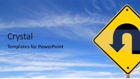  Presentation with direction - Audience pleasing theme consisting of turning - u turn road sign backdrop and a teal colored foreground