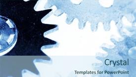  Presentation with mechanical gear - Theme having turning gears - macro mechanical gear background close background and a sky blue colored foreground