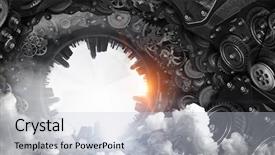  Presentation with mechanical gear mechanism team work - Cool new slide set with turning gears - metal gear mechanism mixed media backdrop and a lemonade colored foreground