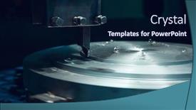  Presentation with lathe - Presentation consisting of turning-lathe-machine-closeup-metalworking background and a navy blue colored foreground