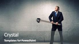  Presentation with mechanical gear mechanism team work - Theme consisting of turning machine - young businessman fixing gears mechanism background and a gray colored foreground