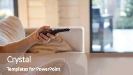  Presentation with close up shot - Audience pleasing PPT theme consisting of turning point - close up shot of remote backdrop and a coral colored foreground