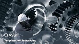  Presentation with titanium - Audience pleasing presentation theme consisting of turning point - engineer worker pointing at giant backdrop and a ocean colored foreground